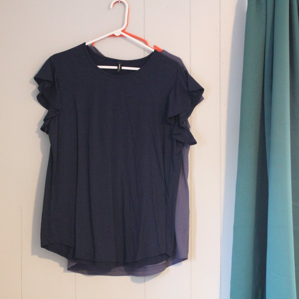 Ruffle sleeve, tunic blouse top